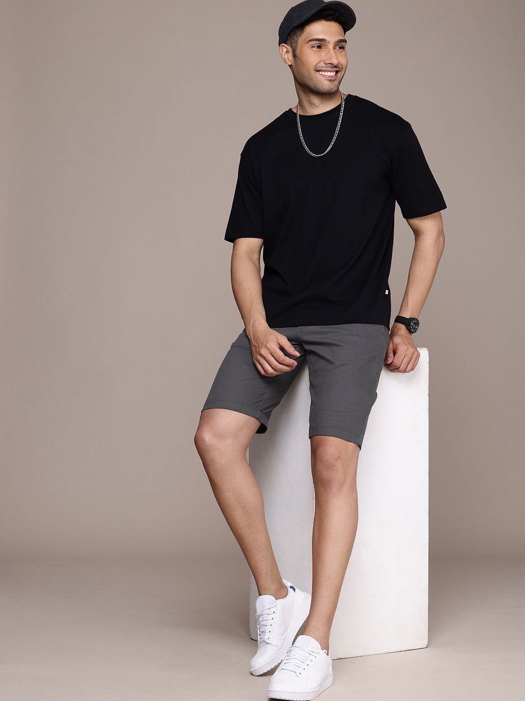 Basic Mid Blue Slim Fit Chino Shorts