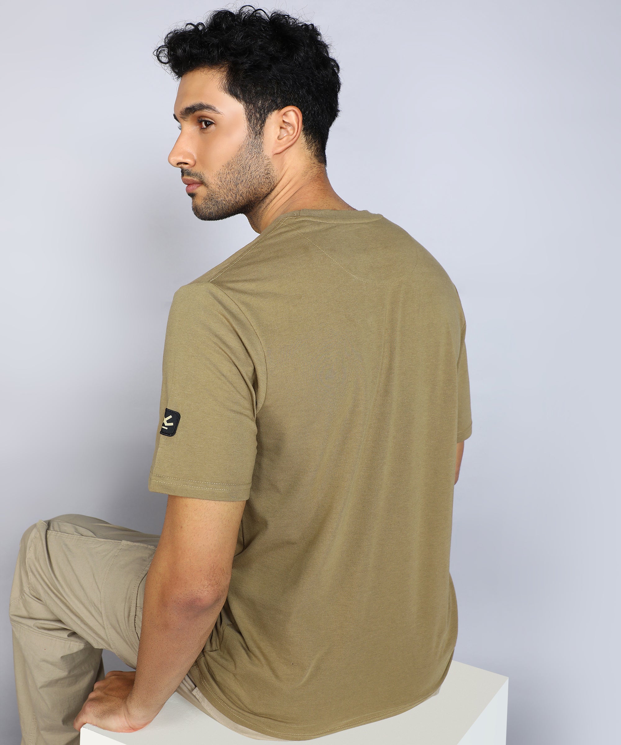 Classic Khaki Placement Print T-Shirt