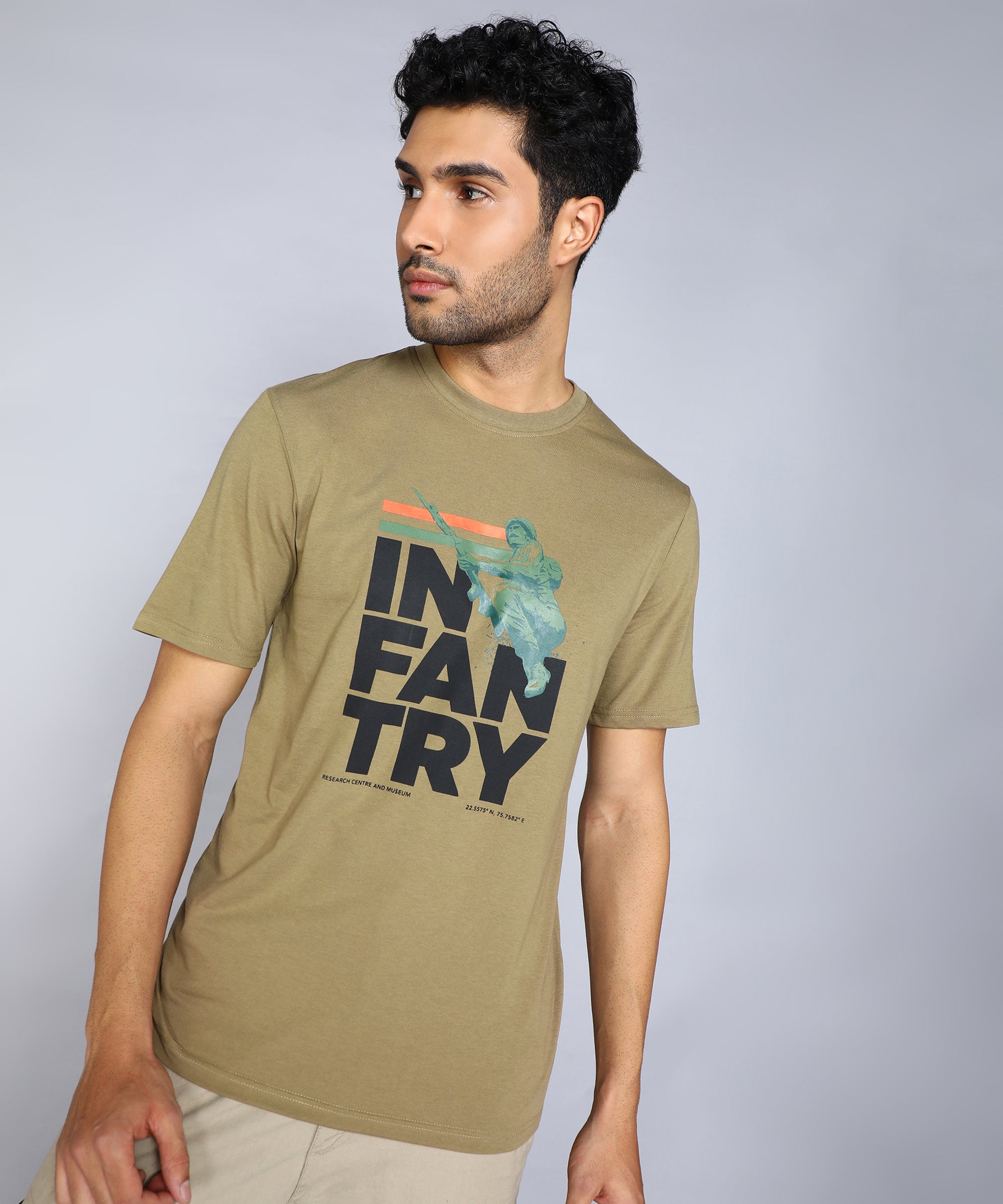 Classic Khaki Placement Print T-Shirt