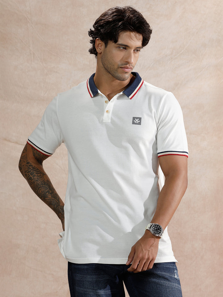 Pop Tipping Collar Polo T-Shirt | White