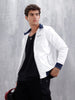 Men's Casual Zip-Up Jacket With Contrast Trim | White