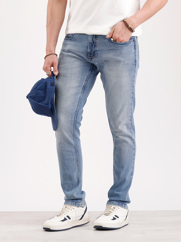 Faded Slim Fit Denim Jeans   |  Blue