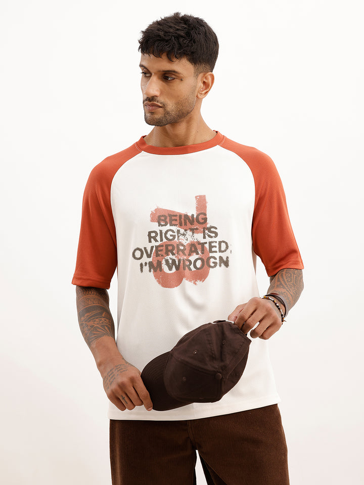 Placement Printed Raglan Collar T-Shirt | Off White