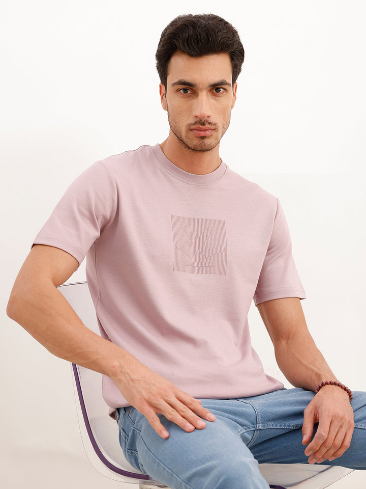 Solid Placement HD Printed T-Shirt | Pink