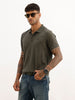 Slim Fit Faded Cut & Sew Polo T-Shirt | Olive