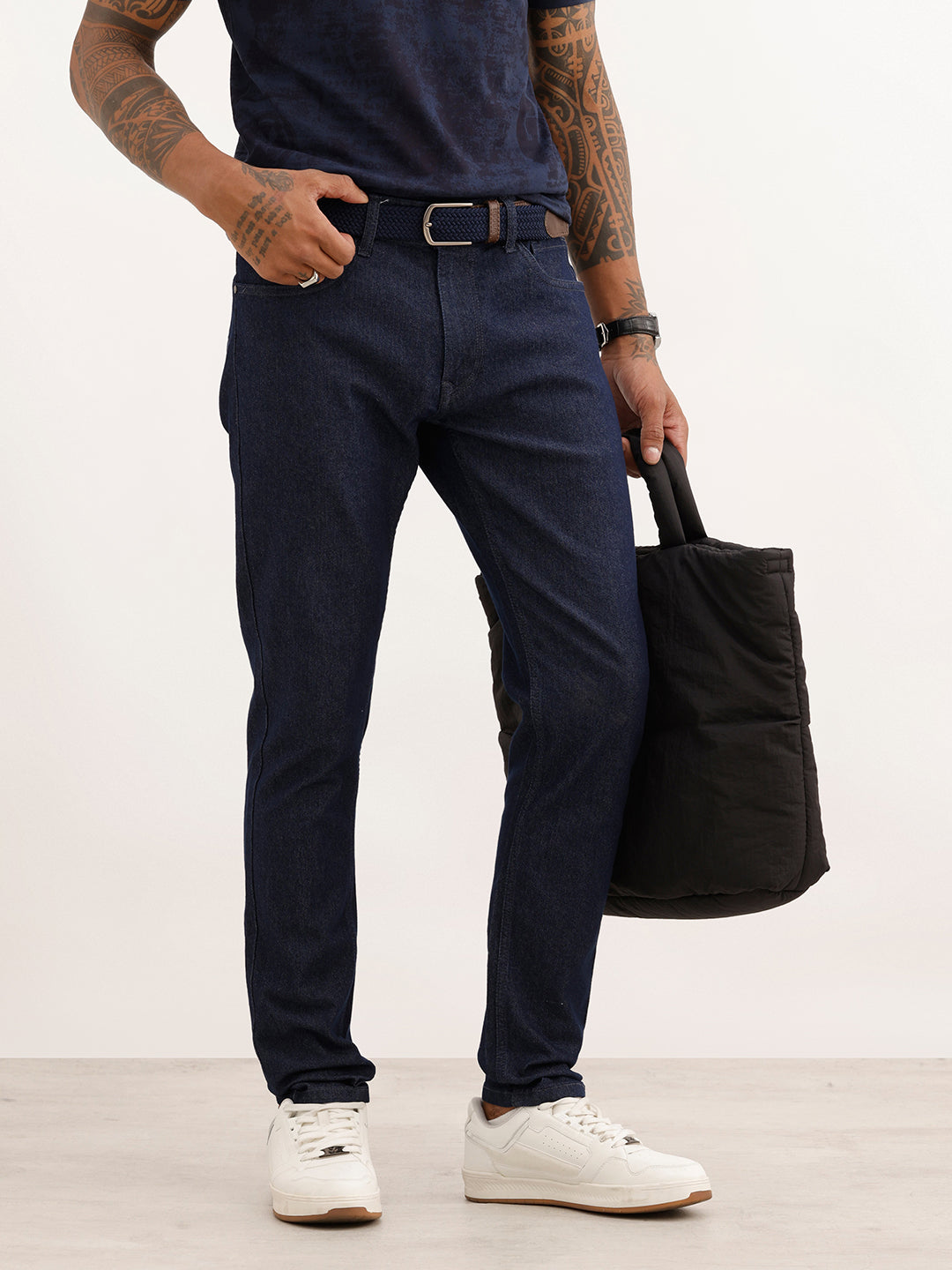 Solid Skinny Fit Denim Jeans | Dark Blue