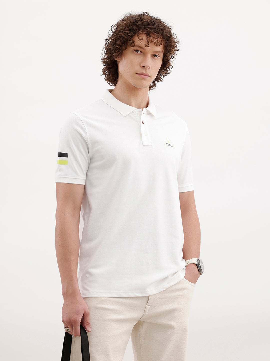 Solid Slim Fit Polo T-Shirt | White