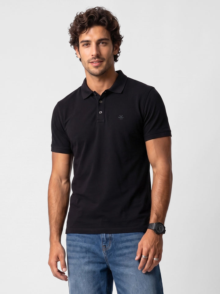 Classic Solid Polo T-Shirt | Black