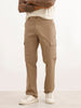Solid Straight Fit Cargo Trouser | Khaki