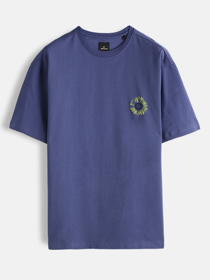 Puff Print Oversized T-Shirt | Dark Blue