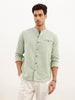 Solid Slim Fit Mandrin Collar Shirt | Grey
