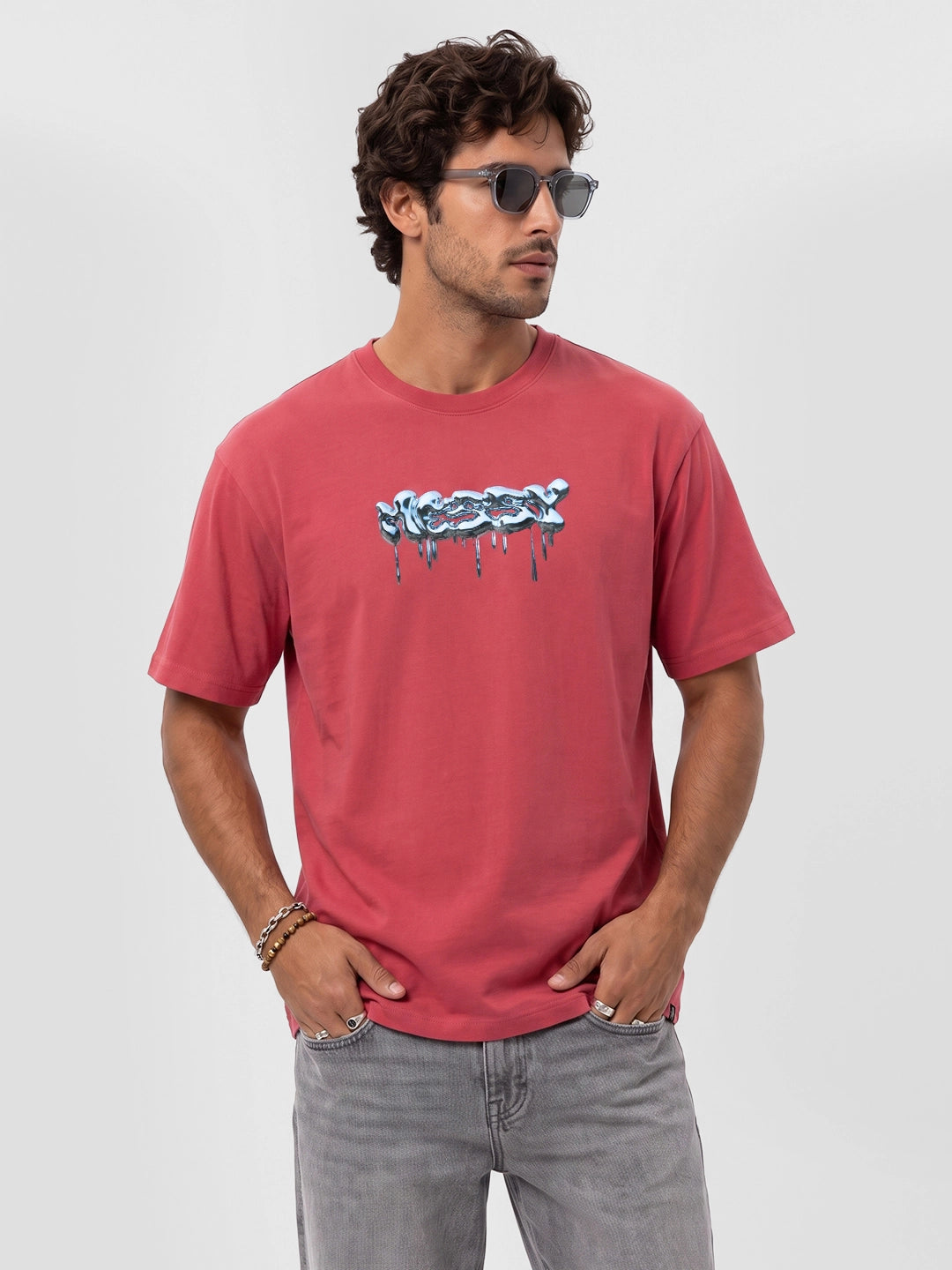 Classic Placement Printed T-Shirt | Red