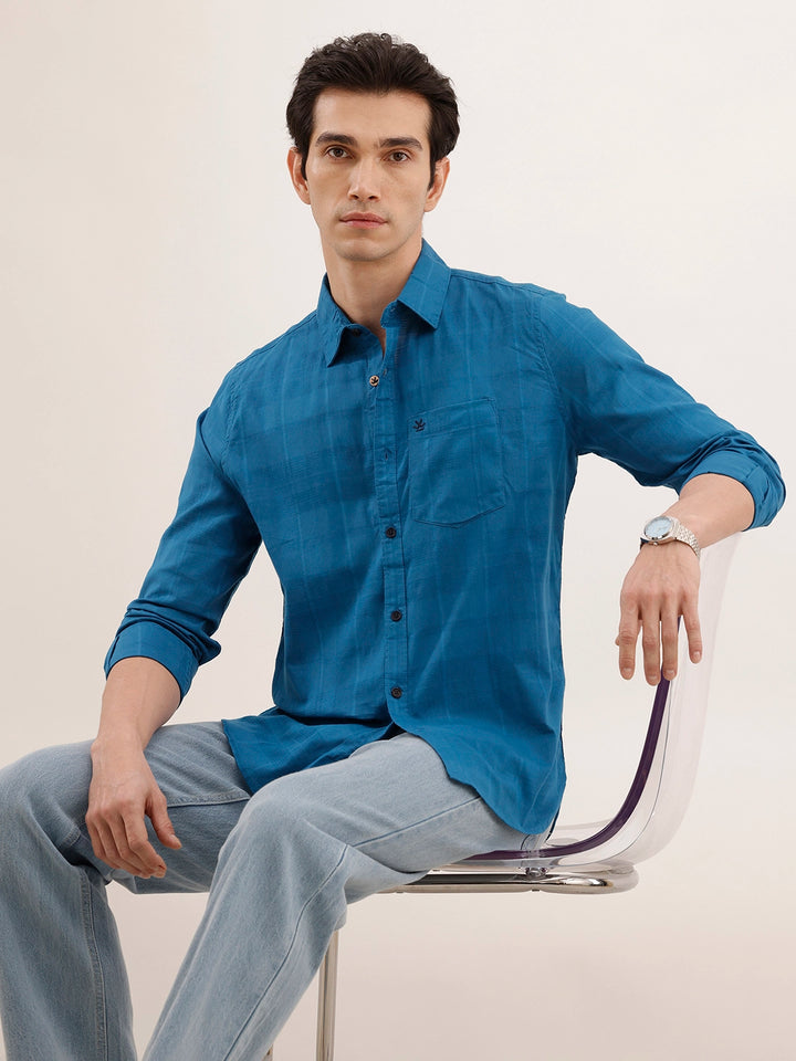 Regular Fit Textured Shirt | Blue
