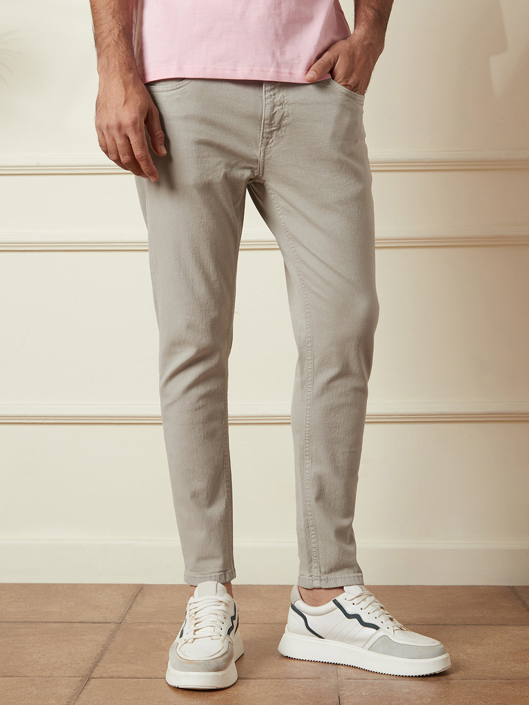 Slim Tapered Jeans in Beige