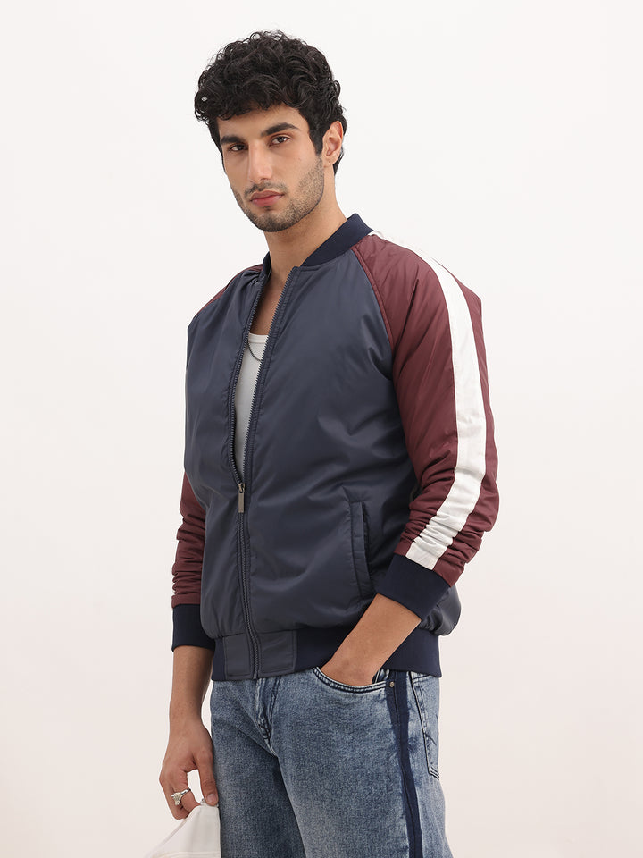 Slim Fit Bomber Jacket | Navy Blue