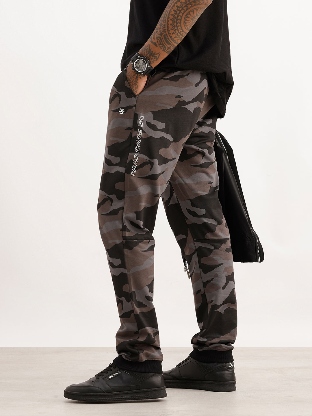 Slim Fit AOP Knitted Jogger | Black