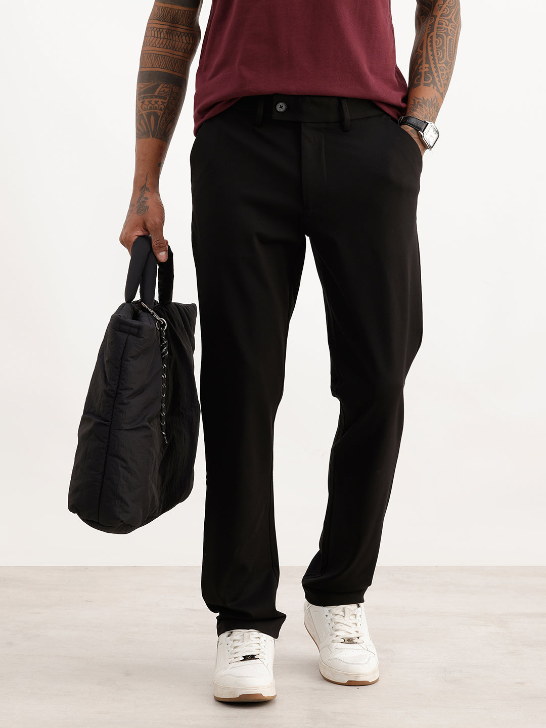 Classic Solid Slim Fit Trouser | Black