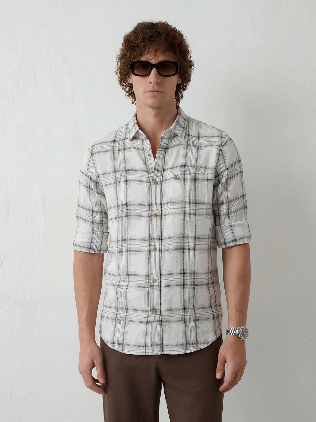 Regular Fit Checkered Shirt | White
