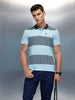 Men's Casual Regualr Fit Striped Patten Polo T-Shirt | Light Blue