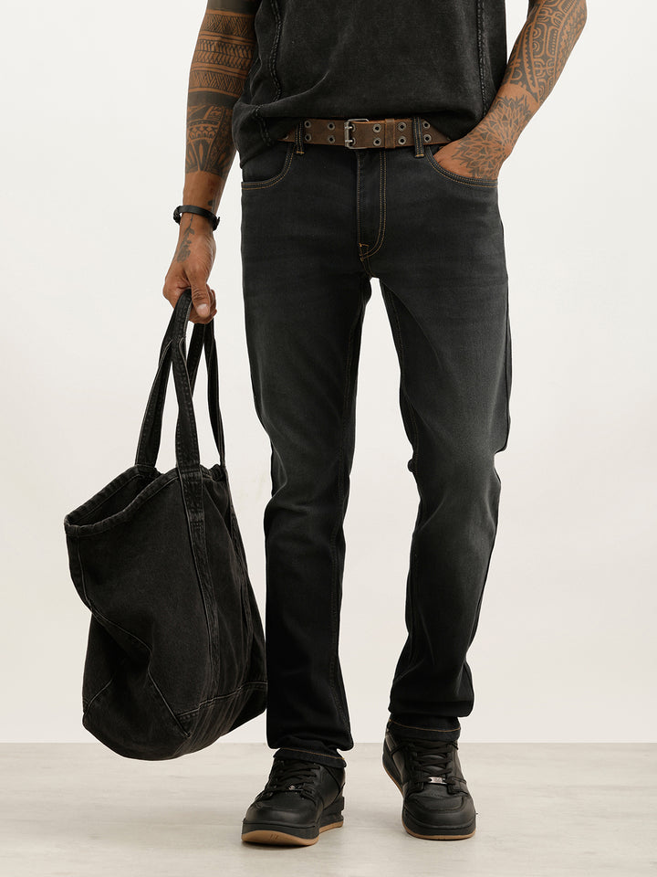 Classic Slim Fit Contrast Stitch Denim Jeans | Grey