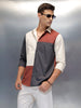 Men's Casual Regular Fit Shirt With Colourblock | Rust