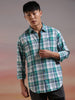 Checked Grids Casual Green Shirt