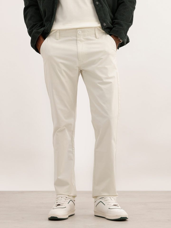 Classic Solid Straight Fit Trouser | White