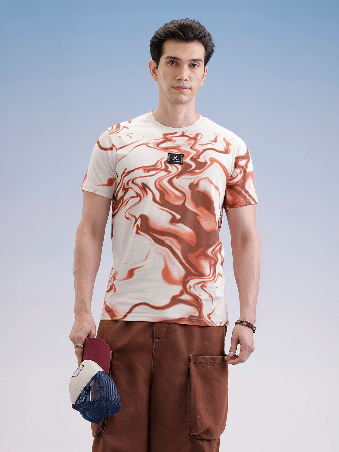 Slim Fit Classic Placement Printed T-Shirt  | Beige
