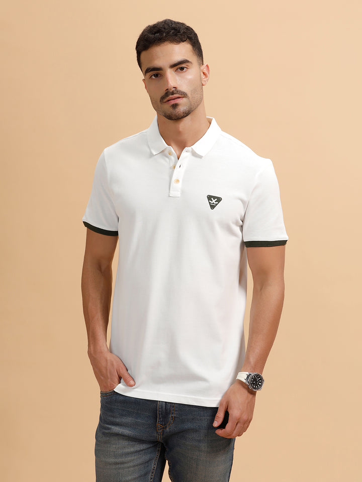 Contrast Sleeve Slim Fit T-Shirt | White