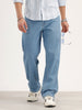 Solid Loose Fit Denim Jeans | Light Blue