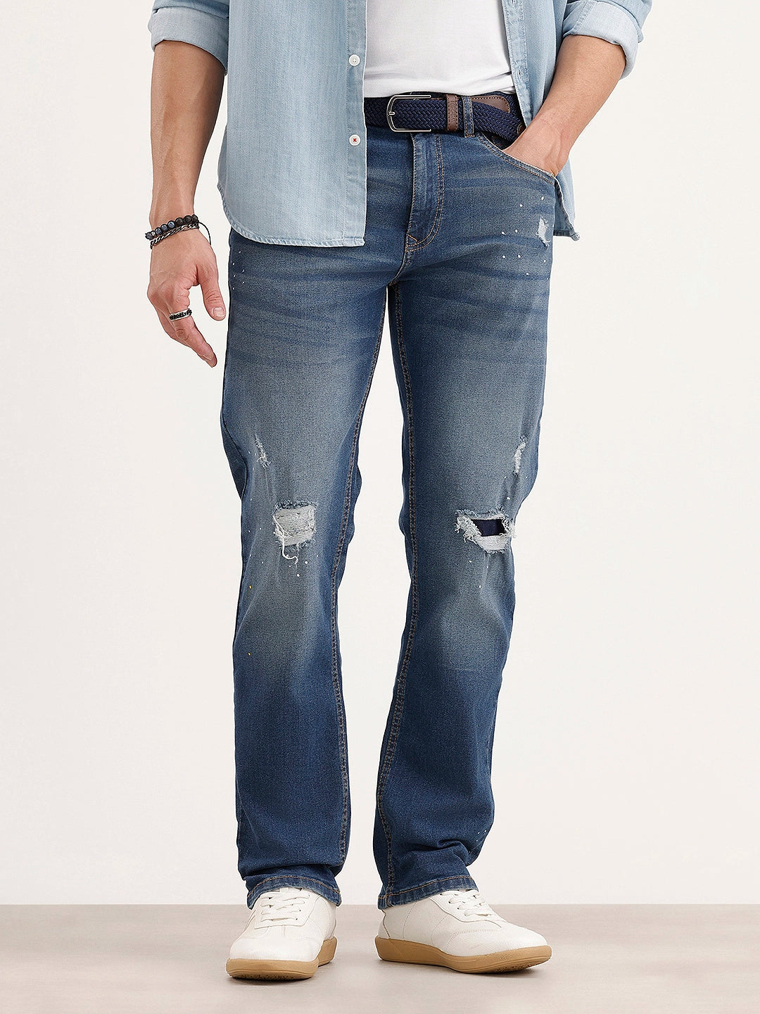 Distressed Anti Fit Denim Jeans | Blue