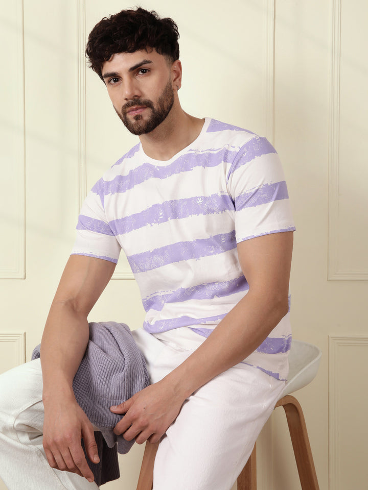 Casual Slim Fit Striped T-Shirt | Off White