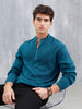 Slim Fit Casual Pullover With Zipper Detail | Teal