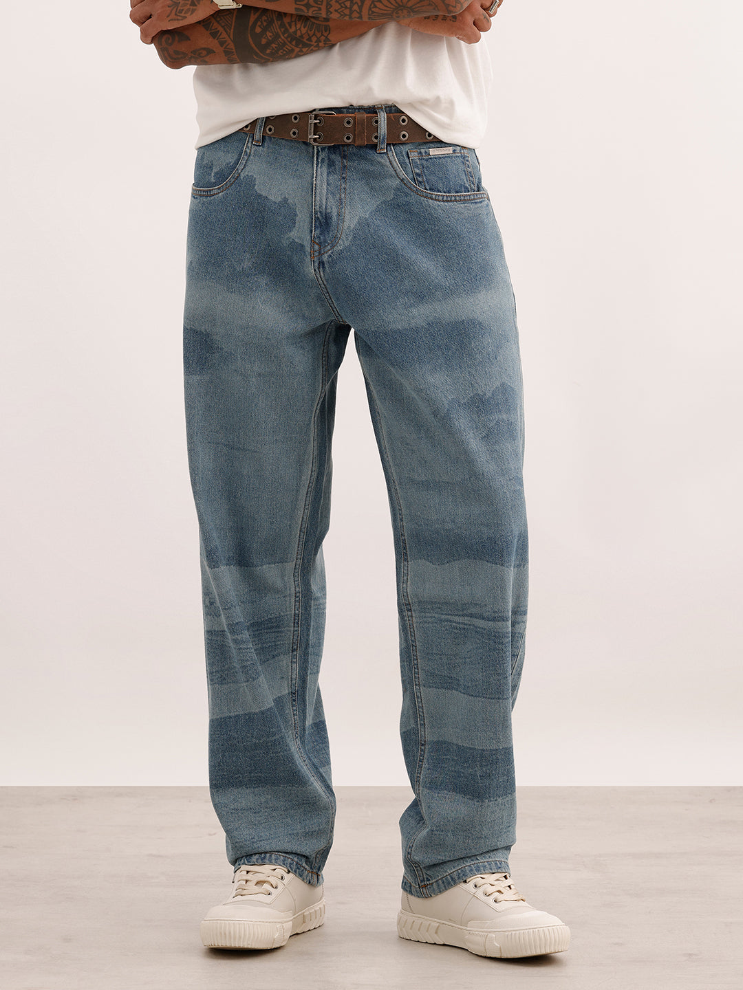 Loose Fit Washed Denim Jeans | Light Blue | WJN0200LS2125S