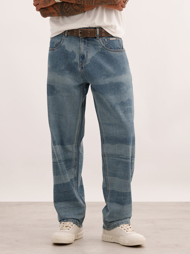 Loose Fit Washed Denim Jeans | Light Blue
