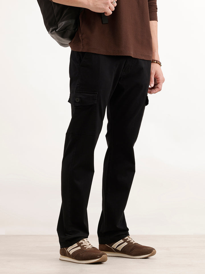 Straight Fit Mens Trouser  | Black