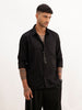 Regular Fit Textured Stripe Shirt | Black