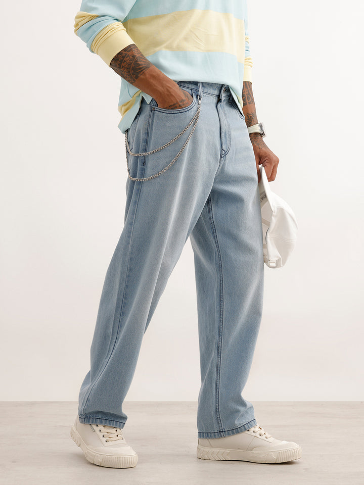 Faded Loose Fit Denim Jeans | Light Blue