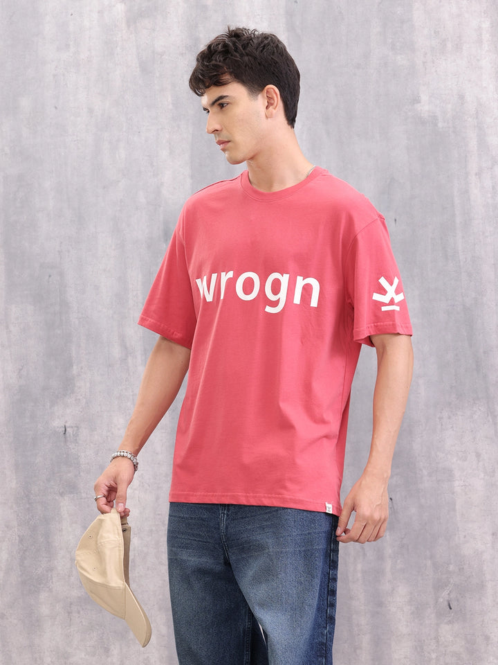 Wrogn Typo Printed Oversized Fit T-shirt | Red