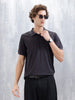 Textured Men's Casual Polo T-Shirt | Black
