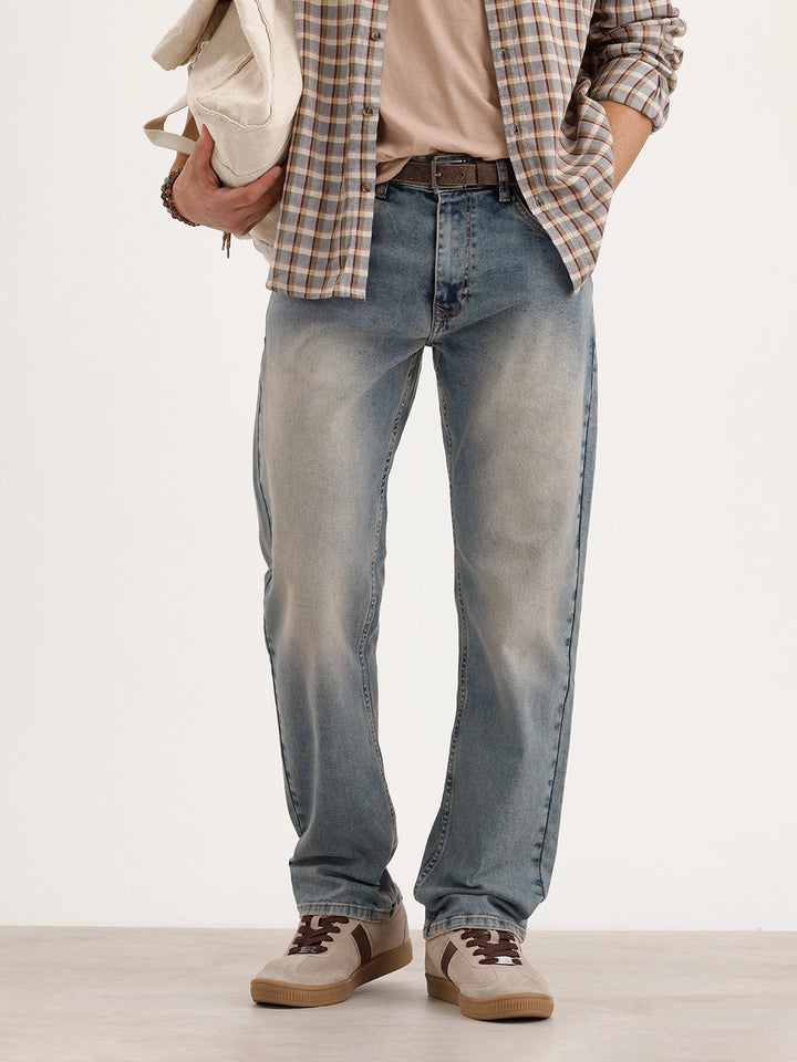 Anti Fit Mud Wash Denim Jeans | Light Blue