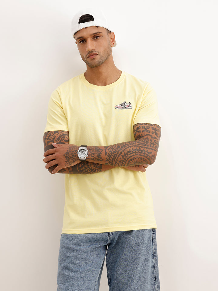 Classic Embroidered Patch T-Shirt | Yellow