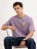 Comfort Fit Placement Printed T-Shirt  | Purple