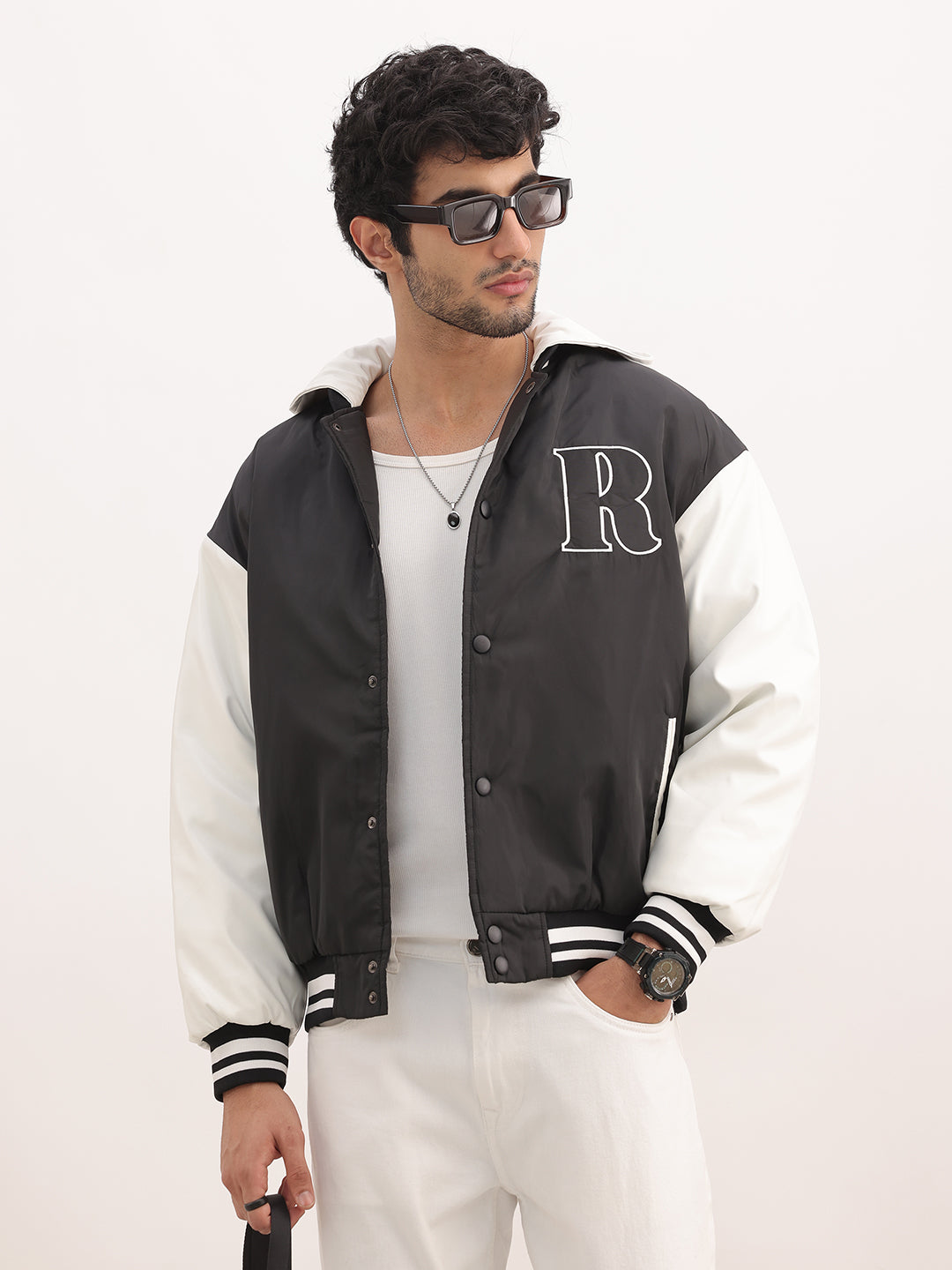 Classic Relaxed Fit Hooded Bomber Jacket | Black