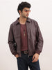 Solid Regular Fit Zipper Jacket | Wine