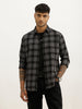 Slim Fit Checkered Full Sleeve Shirt | Dark Grey
