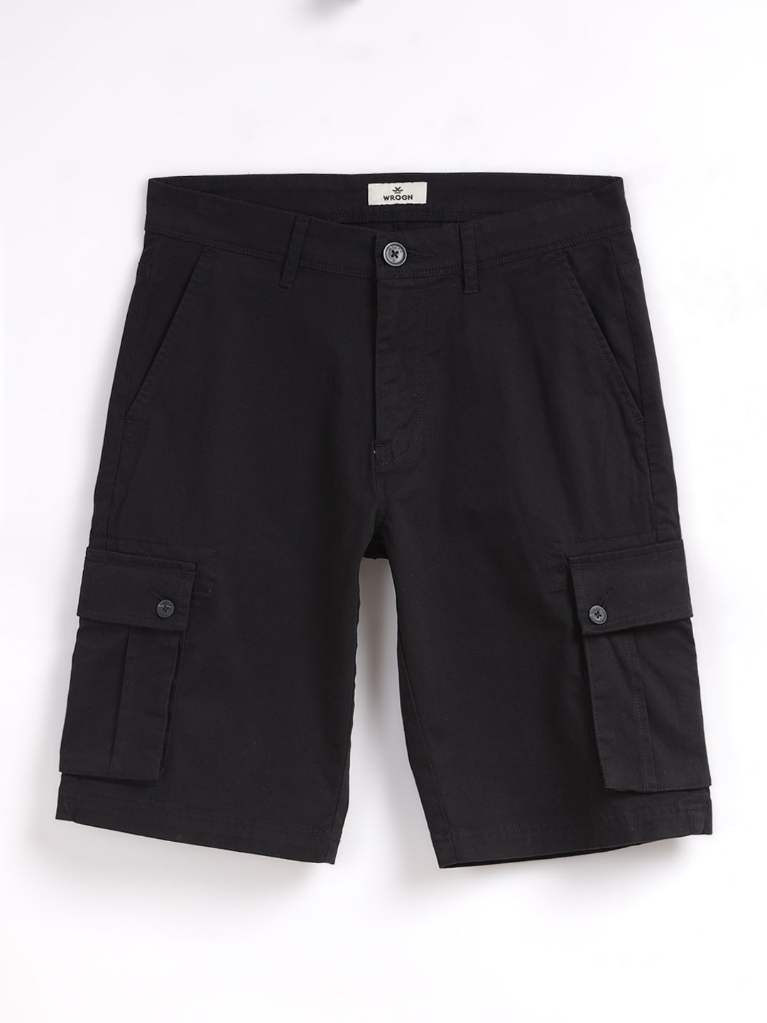 Solid Black Cargo Shorts