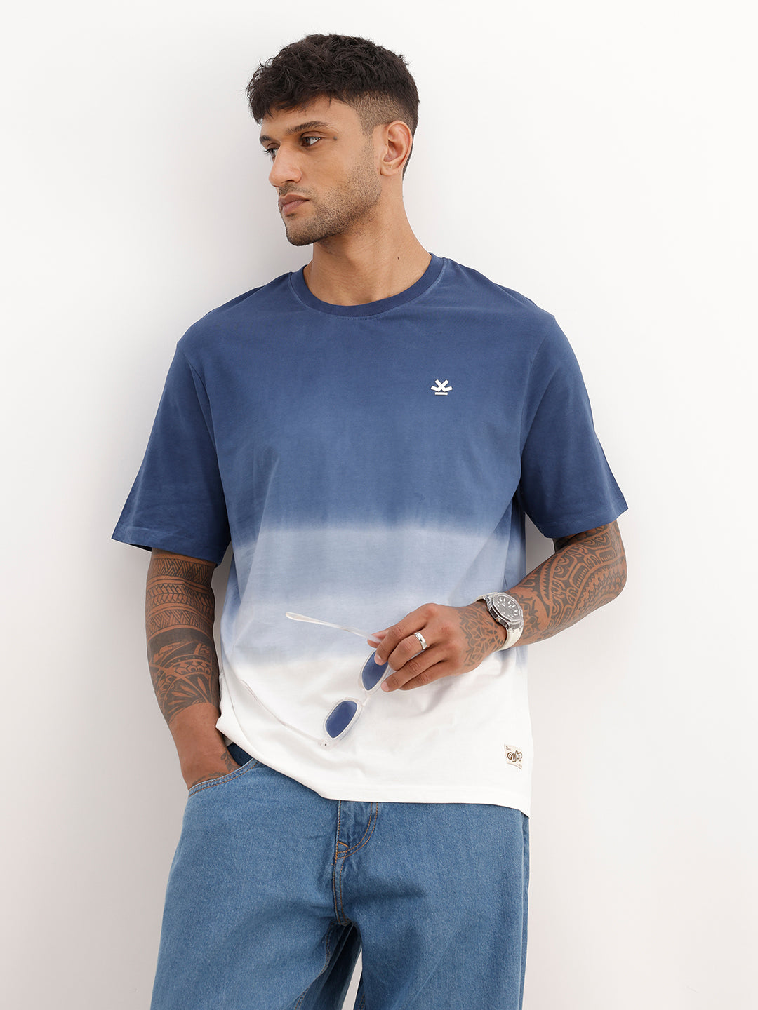 Comfort Fit Placement Printed T-Shirt | Blue