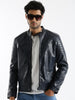 Shoulder Patch Leather Jacket