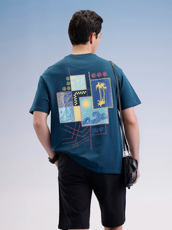 Oversized Back Printed T-Shirt  | Teal